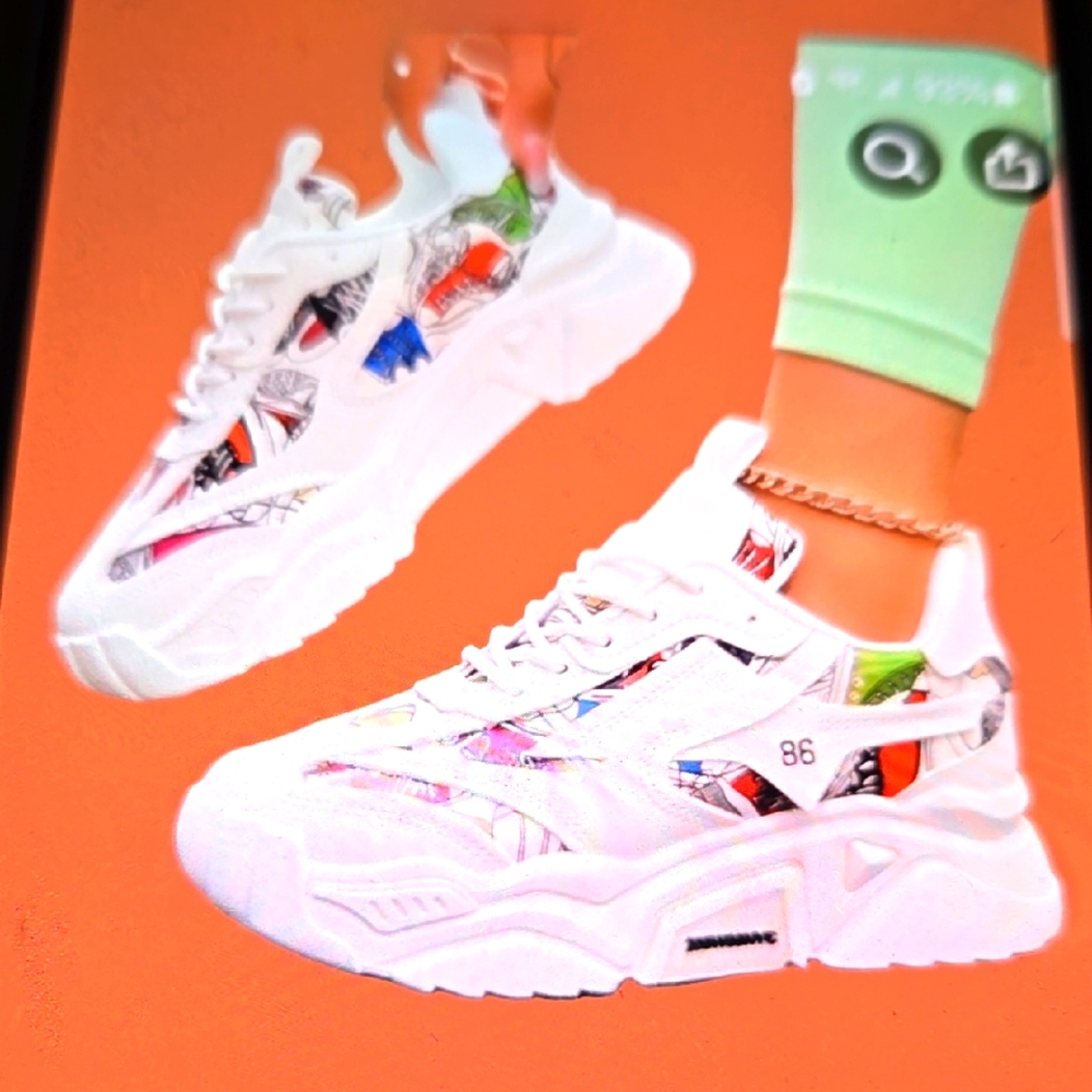 Colorful Graphic White Sneakers